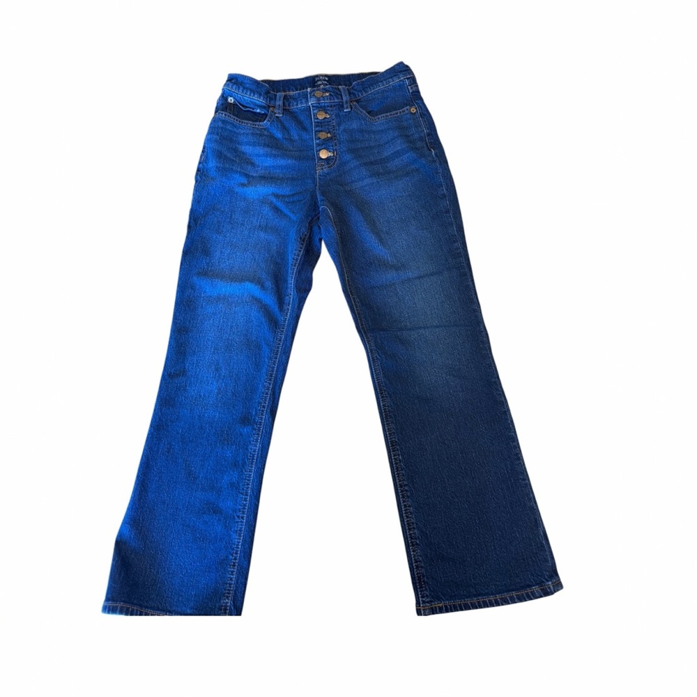 J.Crew Mid Rise Flare Crop Jeans Button Fly Denim Size 28